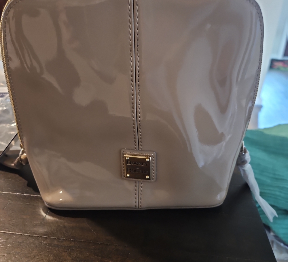 Dooney & Bourke Glossy Patent Crossbody Bag in Taupe